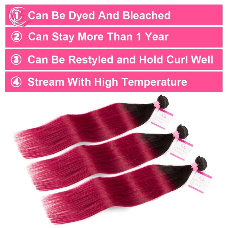 Virgin Hair of Straight Bundle 1b/99j# 100g With Double Weft For Medium High Market