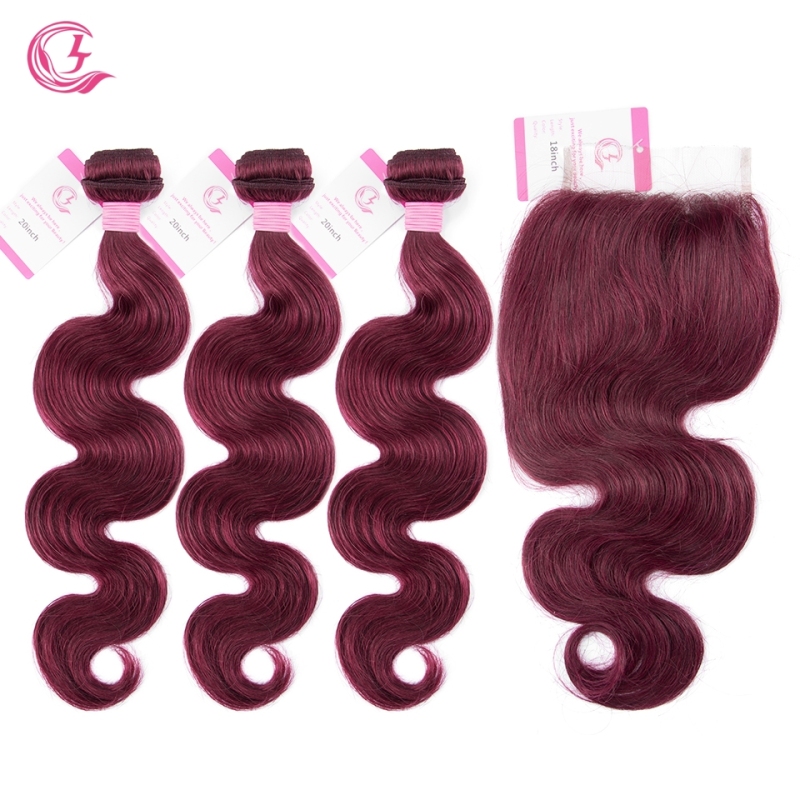 Virgin Hair of Body Wave Bundle 99j# 100g With Double Weft For Medium High Market