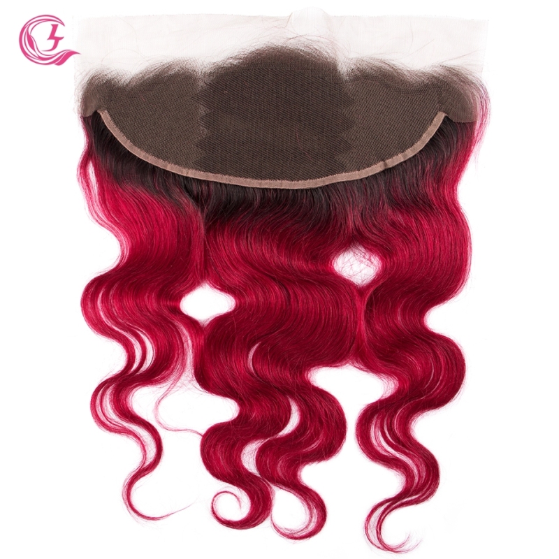 Virgin Hair of Body wave 13x4 Frontal 1b/99j# 130% density With Medium Brown Lace For Medium High Market