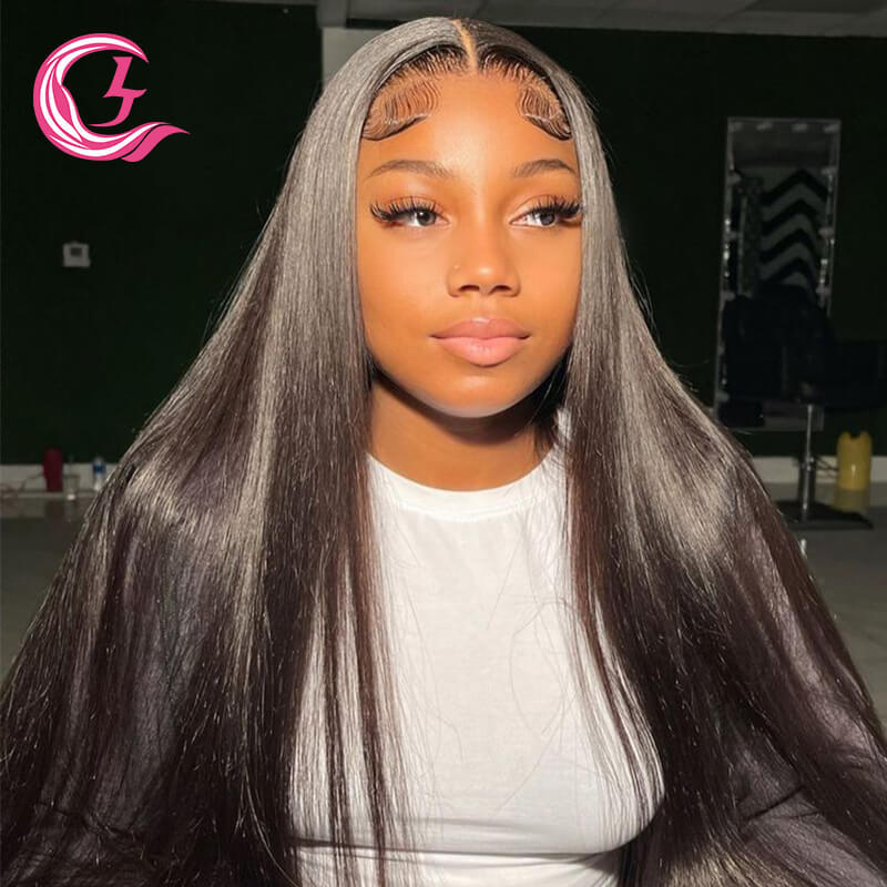 CLJhair 5X5 HD lace Straight Indian Hair Wig Unprocessed Cuticle Aligned  Virgin Double Drawn