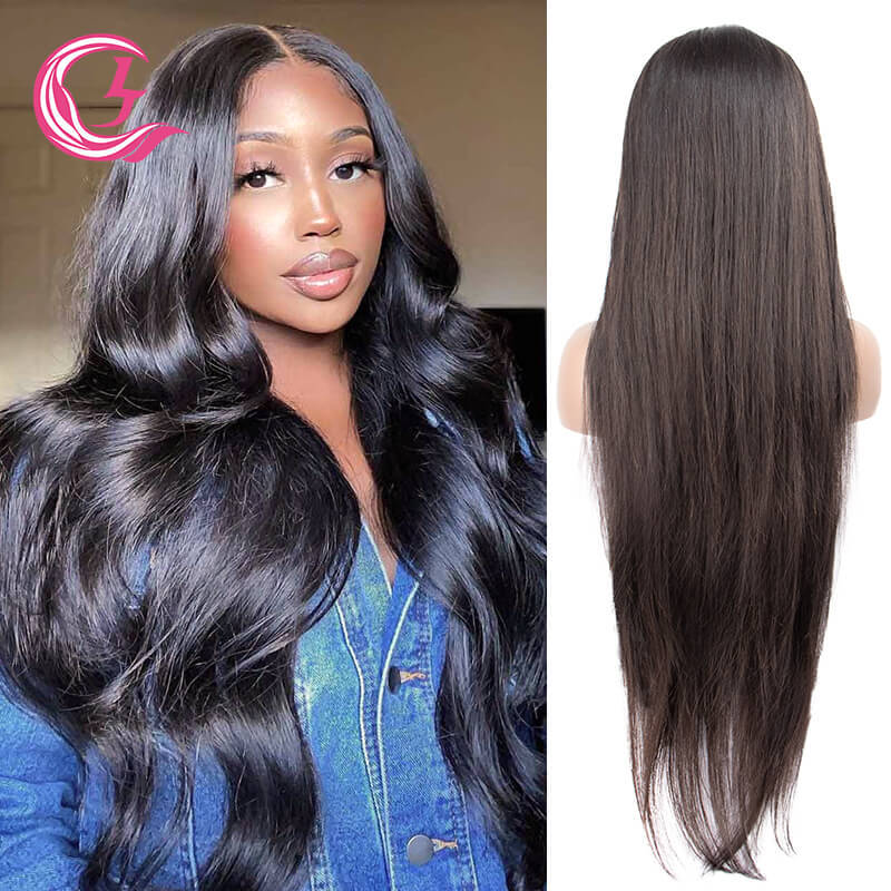 CLJhair 5X5 HD lace Straight Indian Hair Wig Unprocessed Cuticle Aligned  Virgin Double Drawn