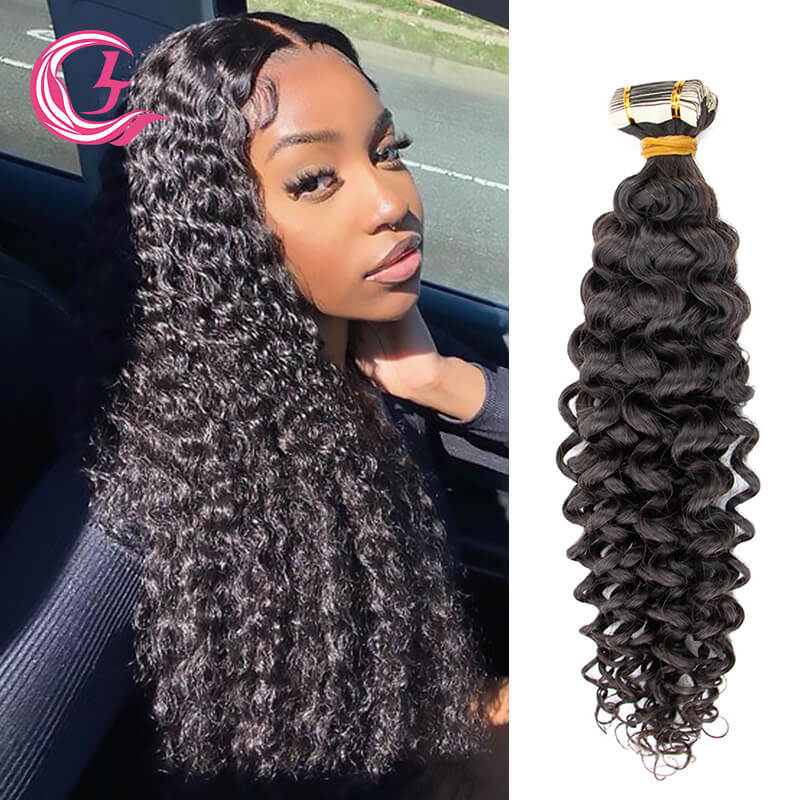 CLJhair Deep Wave Tape Ins Extensions Raw Hair For Black Women Human Hair