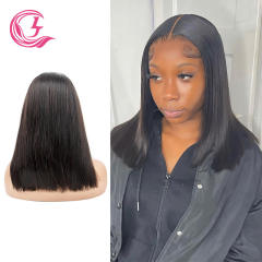 Cljhair 4X4 Bob Transparent Lace Closure Wigs Bone Straight Natural Color 150% Density Cuticle Aligned Virgin Hair