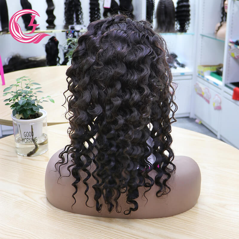 Cljhair 13X4 Natural Deep Wave 180 Density Transparent Hd Lace Frontal 100% Human Hair Wigs