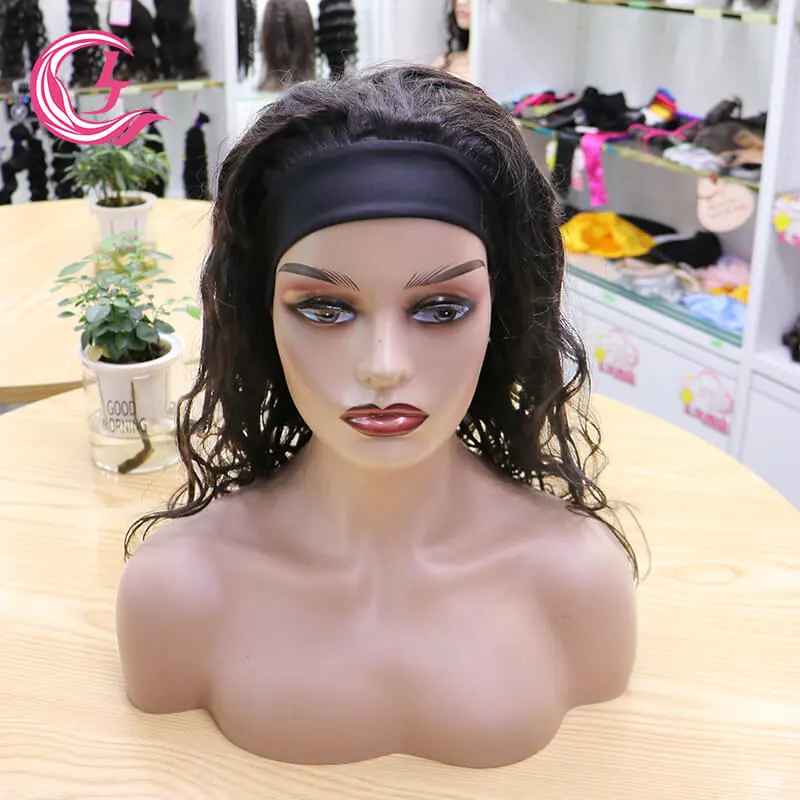 Cljhair Unprocessed Body Wave Headband Wigs Long Wavy 250% Density Cuticle Aligned Virgin Hair