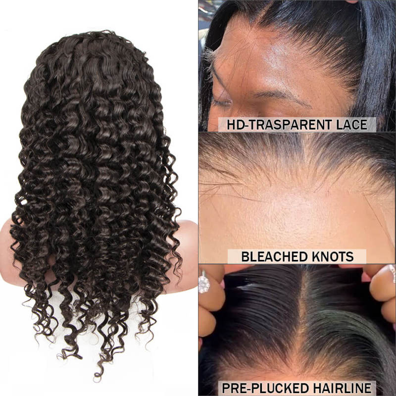 Cljhair 13X6 Deep Wave Indian Hair 130% Density Glueless Full Hd Lace Frontal Wigs For Black Women