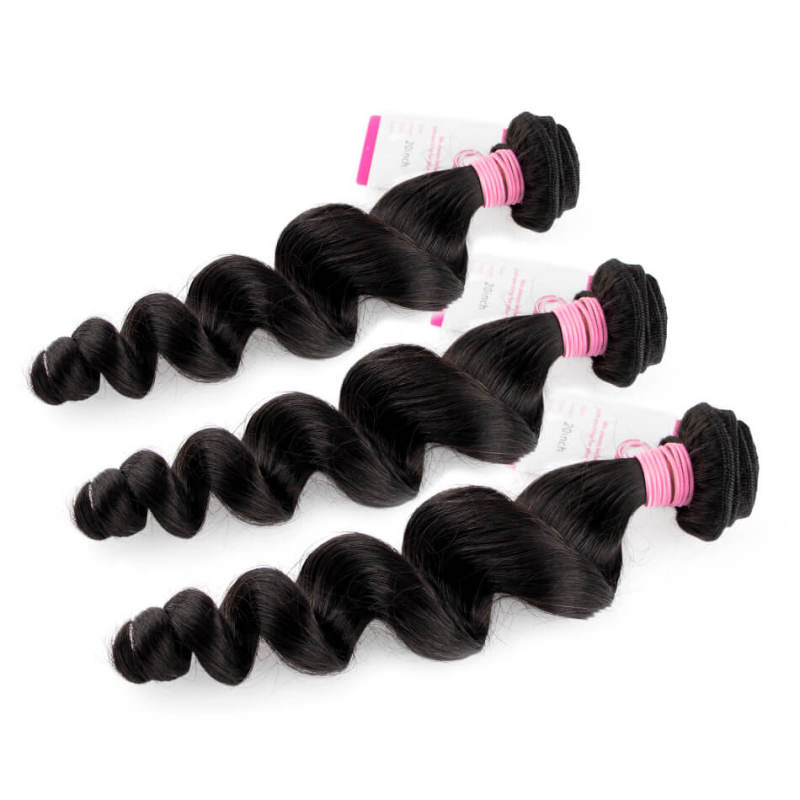 Cljhair Unprocessed Brazilian Loose Wave Bundle 100G Natural Black Color Virgin Hair For Women