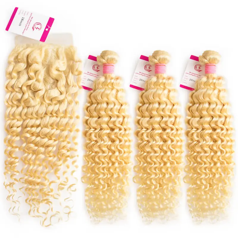 Cljhair Brazilian Hair Of Deep Wave Bundle #613 Blonde 100G With Double Weft For Medium High Market