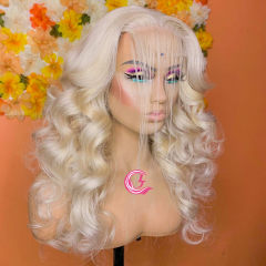Cljhair Unprocessed 13X4 Bob Transparent Lace Frontal Wigs Bone Body Wave 613# Color 100% Human Hair