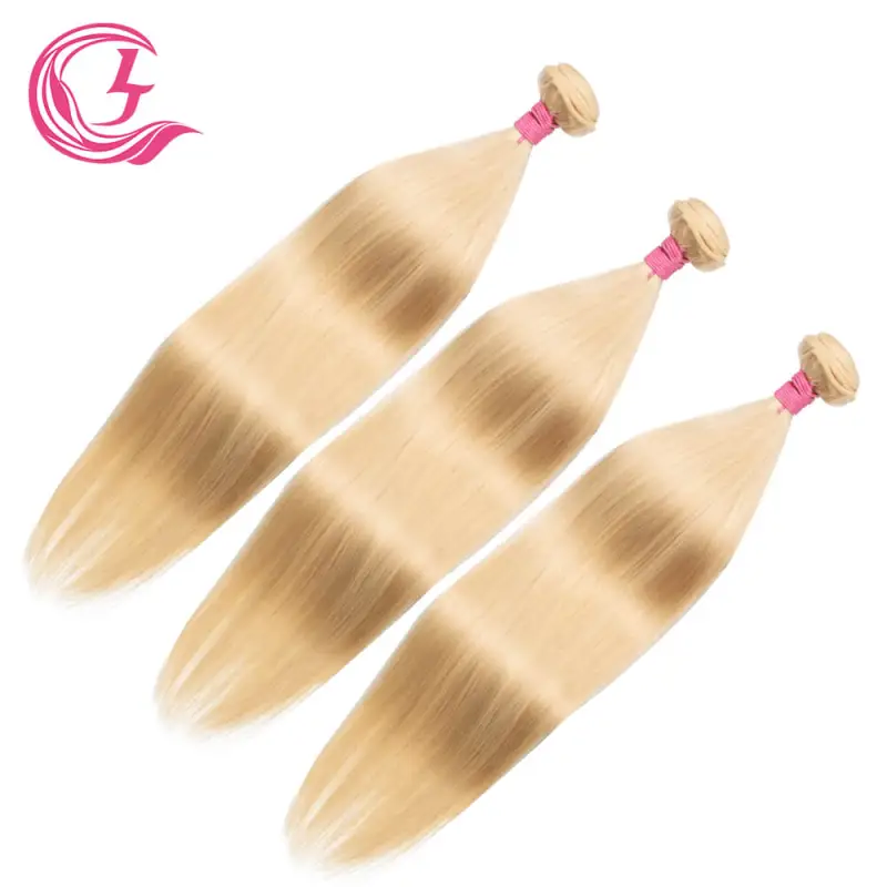 Cljhair Unprocessed Virgin Hair Bone Straight Bundle #613 Blonde 100G With Double Weft
