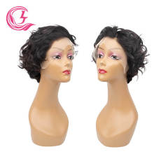 Cljhair Unprocessed 13X4 Pixie Cut Wigs Transparent Lace Front Wigs 100% Human Hair For Black Women