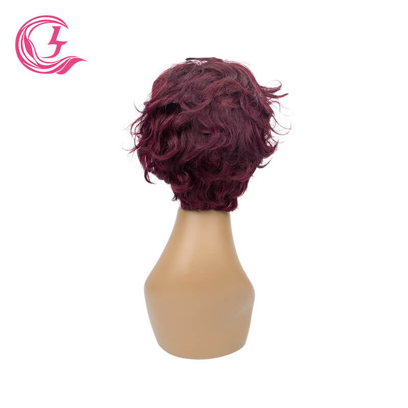 Cljhair Unprocessed 13X4 Pixie Cut Wigs Transparent Lace Front #99J Color Peruvian Hair For Medium High Market