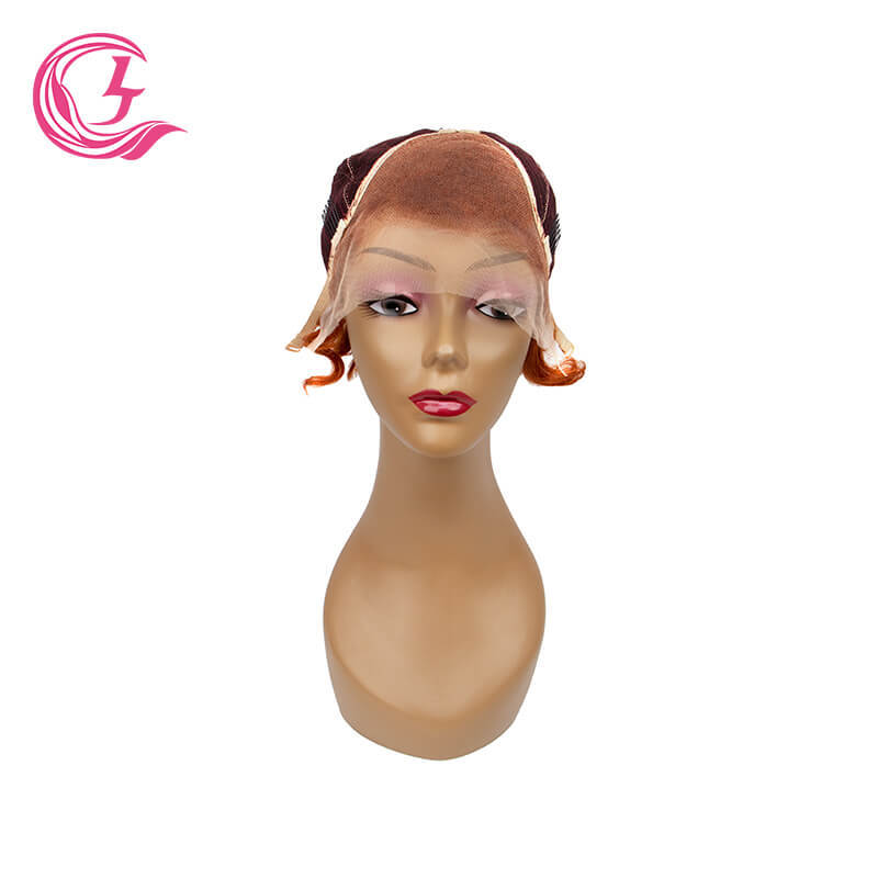 Cljhair Unprocessed 13X4 Pixie Cut Wigs Transparent Lace Front #350 Color Peruvian Hair For Medium High Market