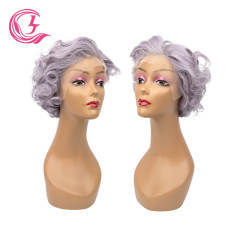 Cljhair Unprocessed 13X4 Pixie Cut Wigs Transparent Lace Front Grey Color Peruvian Hair For Medium High Market