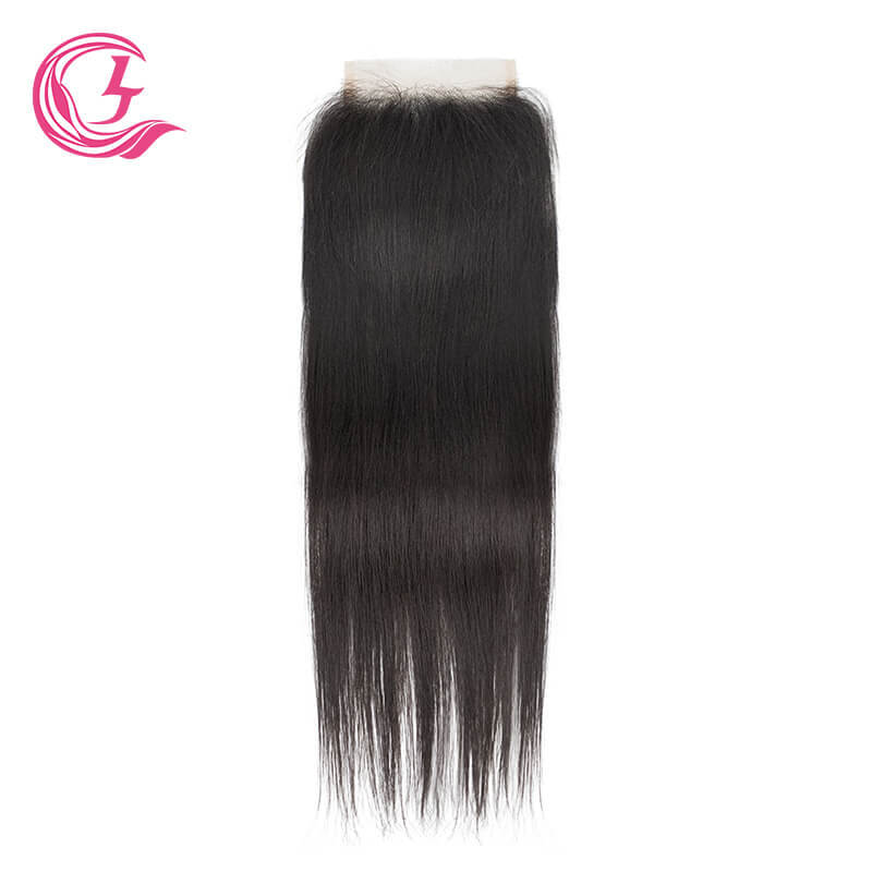 Clj Unprocessed Bone Straight 4X4 Transparent Lace Closure Natural Black Cuticle Aligned Virgin Hair For Medium High Market