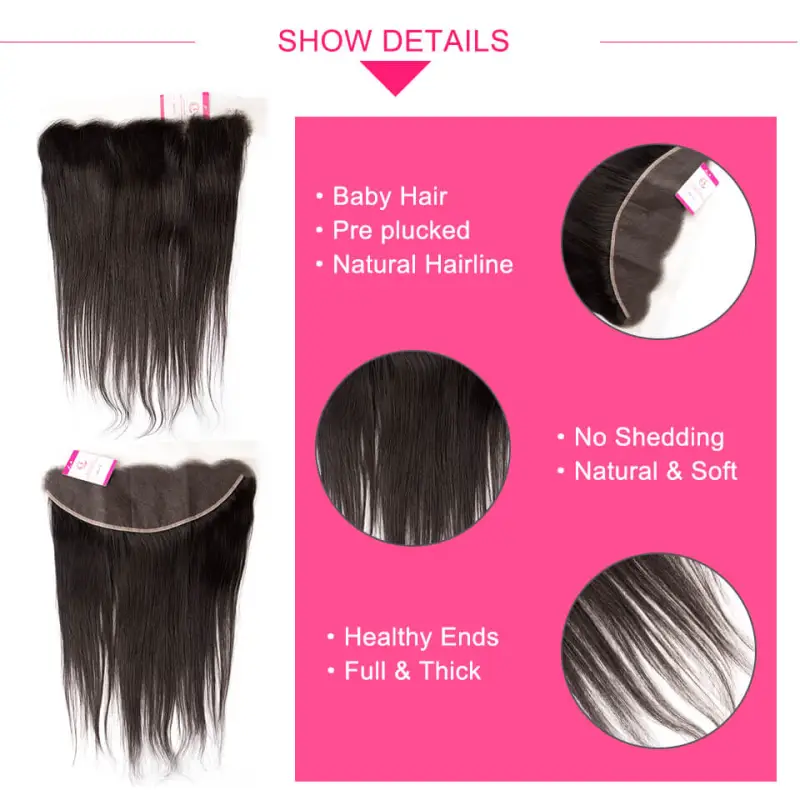 Clj Unprocessed Bone Straight 13X4 Hd Lace Closure Natural Black Cuticle Aligned Virgin Hair For Medium High Market