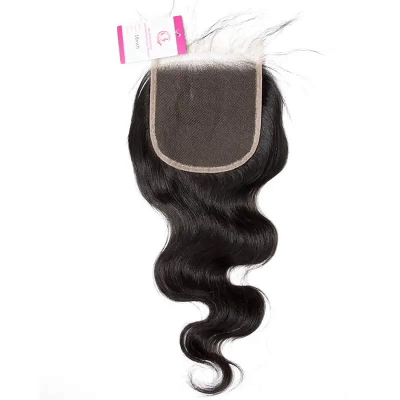 Clj Unprocessed Body Wave 5X5 Transparent Lace Closure Natural Black Cuticle Aligned Virgin Hair For Medium High Market