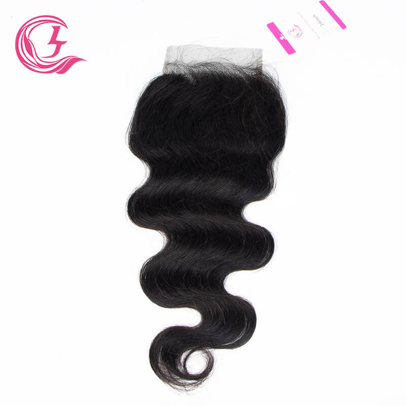 Clj Unprocessed Body Wave 4X4 Hd Lace Closure Natural Black Cuticle Aligned Virgin Hair For Medium High Market