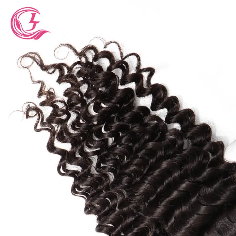 Clj Unprocessed Deep Wave 4X4 Hd Lace Closure Natural Black Cuticle Aligned Virgin Hair For Medium High Market