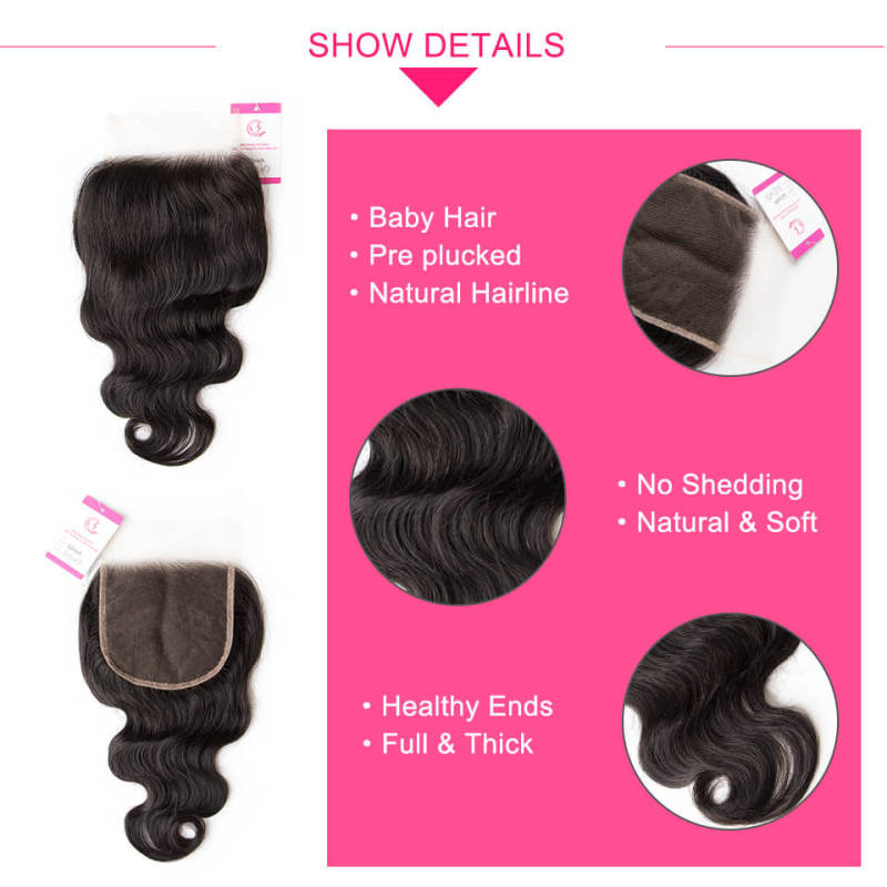 Clj Unprocessed Body Wave 5X5 Hd Lace Closure Natural Black Cuticle Aligned Virgin Hair For Medium High Market