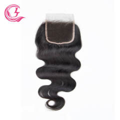 Clj Unprocessed Body Wave 4X4 Hd Lace Closure Natural Black Cuticle Aligned Virgin Hair For Medium High Market