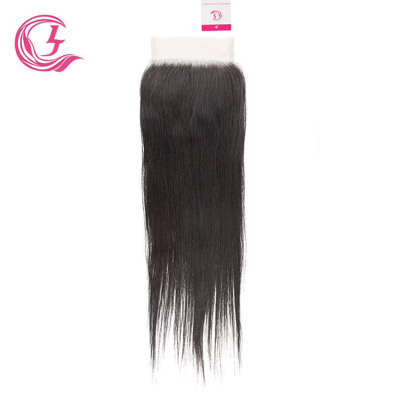 Clj Unprocessed Bone Straight 5X5 Hd Lace Closure Natural Black Cuticle Aligned Virgin Hair For Medium High Market