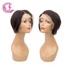 Clj Unprocessed 13X1 Bob Transparent T-Lace Wigs Bone Straight Peruvian Hair For Black Women