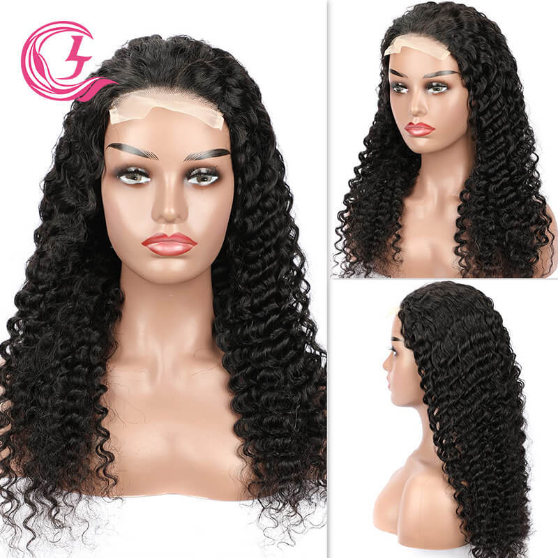 Cljhair Unprocessed 5X5 Deep Wave Transparent Lace Closure Cuticle Aligned Virgin Hair Wigs For Natural Hair