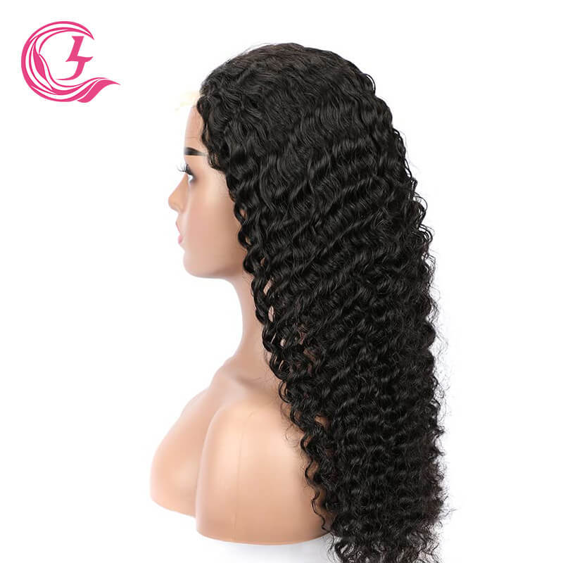 Cljhair Unprocessed 5X5 Deep Wave Transparent Lace Closure Cuticle Aligned Virgin Hair Wigs For Natural Hair
