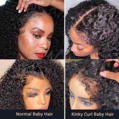 CLJHair Kinky Curly 13x4 Transparent Lace Frontal 180% Density Human Hair Wig