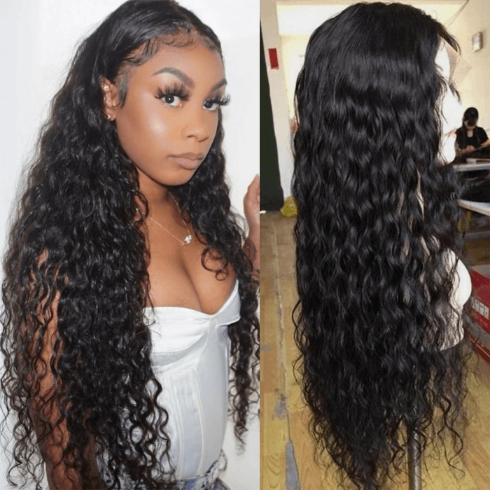 CLJHair Natural Color Indian Wave 13x4 Transparent Lace Front Wig