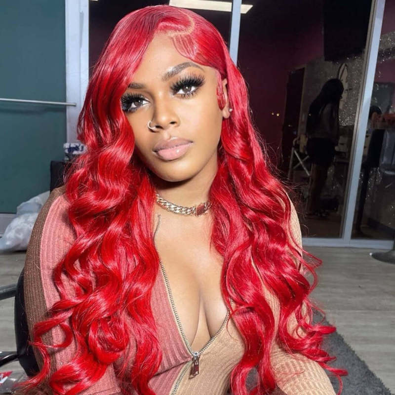 CLJHair 13x4 Lace Front Wig Red Wine Burgundy Body Wave Human hair for Women