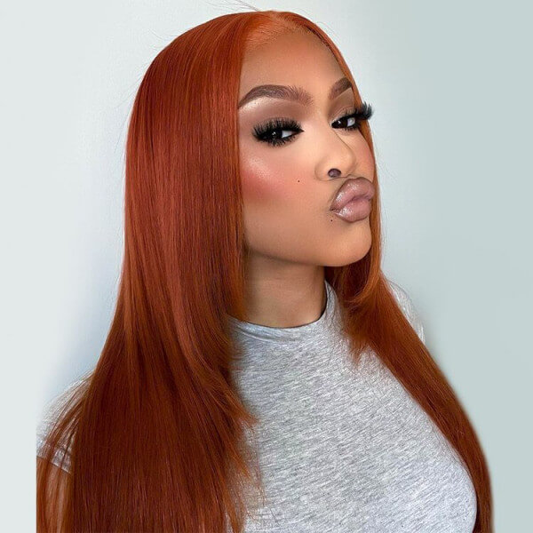 CLJHair Ginger Color Lace Front Wigs Straight Human Hair For Sale