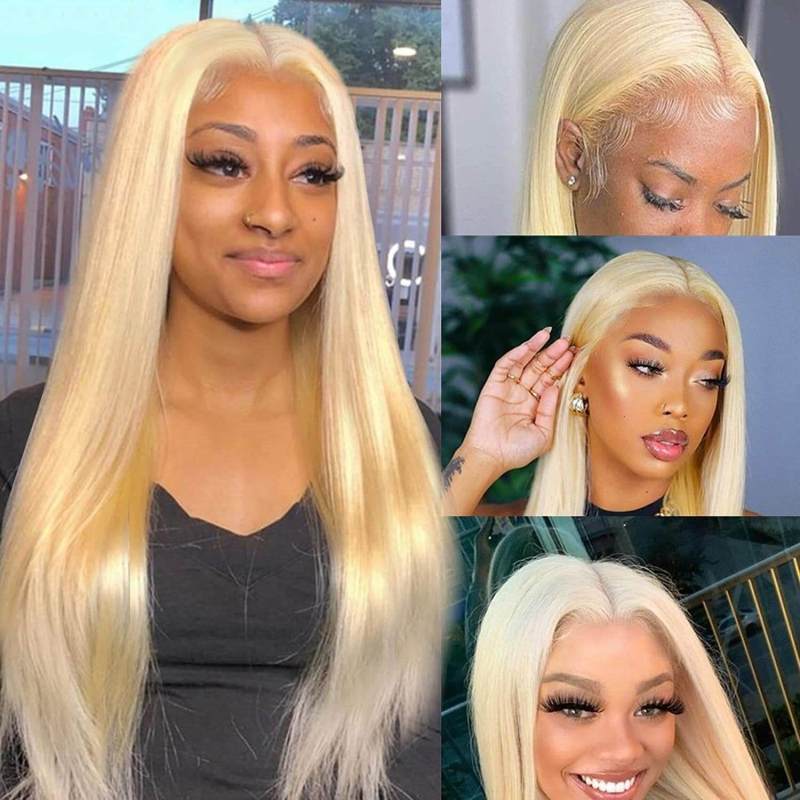 CLJHair Platinum Blonde Lace Front Wig Long Straight Human Hair With Baby Hair