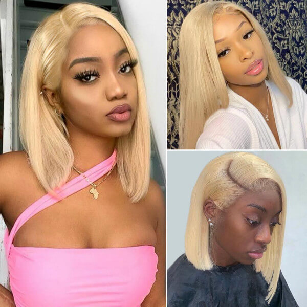 CLJHair 613 Bob Wig Short Blonde Virgin Human Hair 150% Density