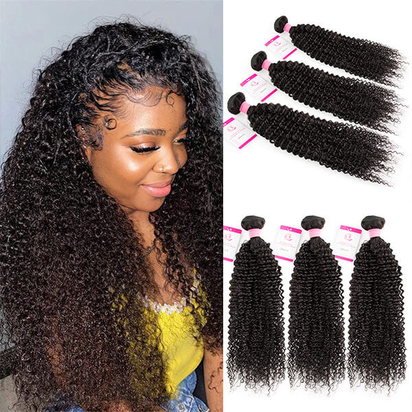 CLJHair indian kinky curly human hair 3 bundles deals natural black