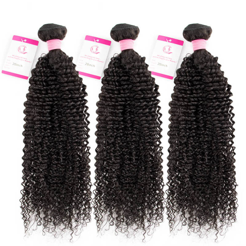 CLJHair indian kinky curly human hair 3 bundles deals natural black