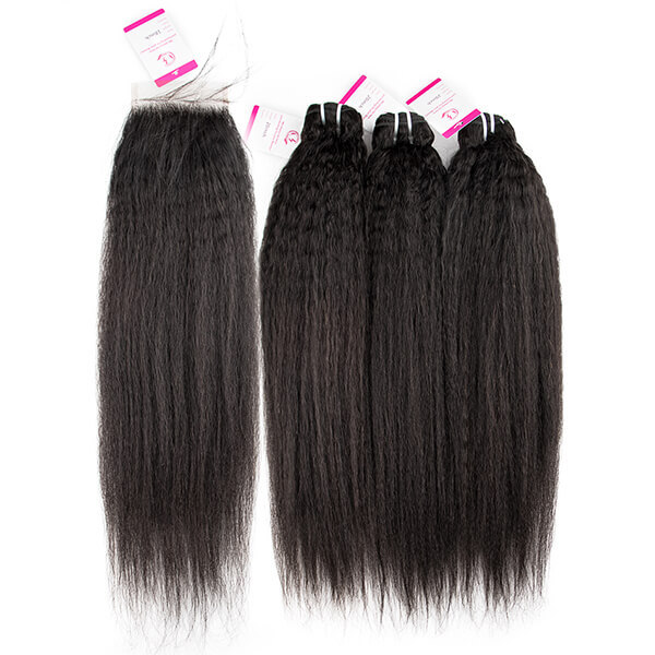 CLJHair best brazilian yaki straight hair store 3 bundles with closure