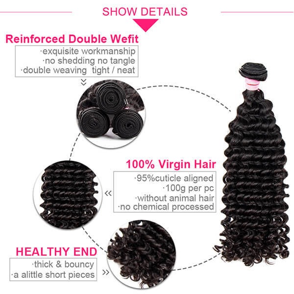 CLJHair best brazilian deep wave human hair 3 bundles with closure