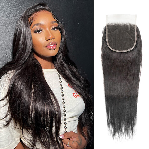 CLJHair brazilian natural straight 5x5 transparent lace closure 