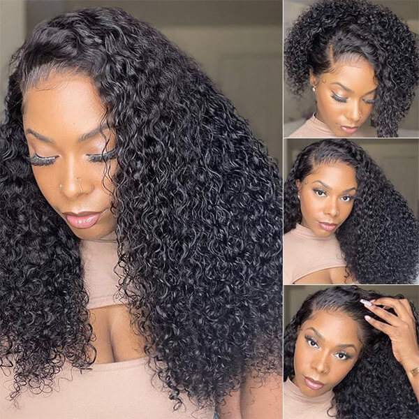 CLJHair cheap 4x4 transparent jerry curly lace closure for black women