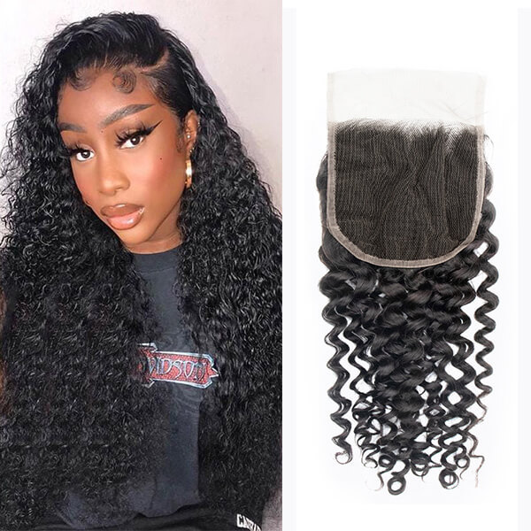 CLJHair brazilian natural jerry curly 5x5 transparent lace closure
