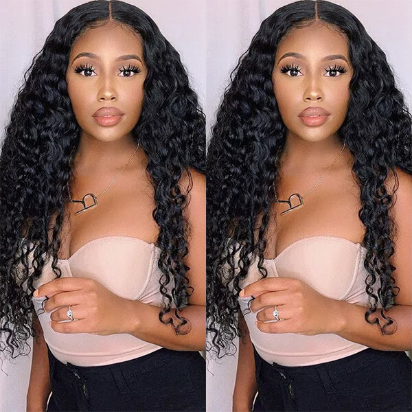 CLJHair brazilian virgin hair water wave with 4x4 hd lace closure