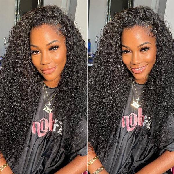 CLJHair 20 inch black hd Jerry curly melt lace closure wig 4x4
