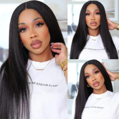CLJHair 20 inch 4x4 kinky straight wig hairstyles for black women