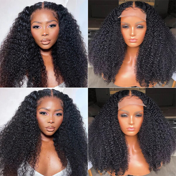 CLJHair 20 inch styling curly 4x4 transparent closure wig install