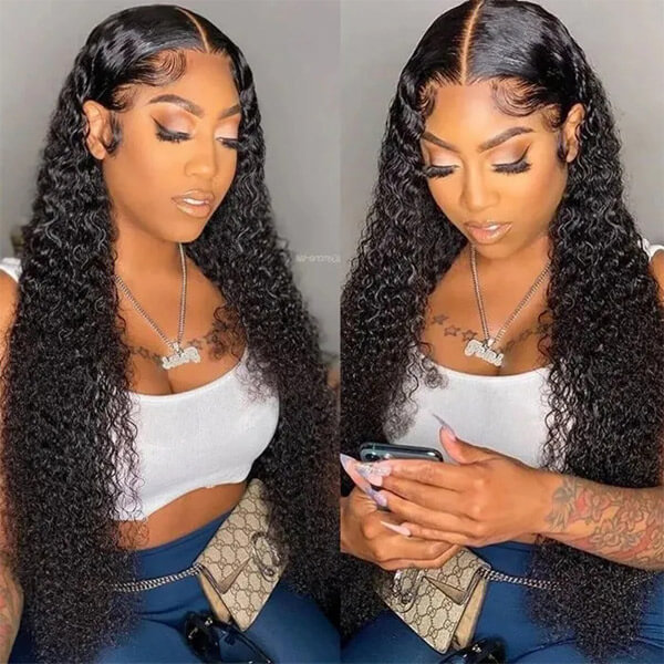 CLJHair 4by4 lace front closure wigs human hair 150 density water wave