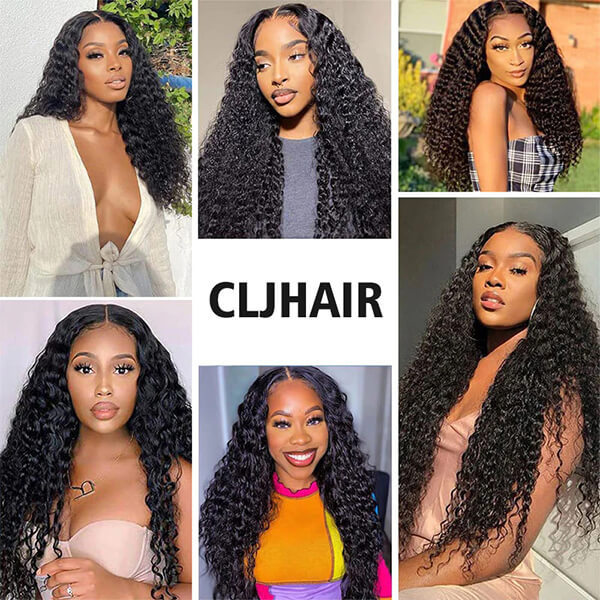 CLJHair 4by4 lace front closure wigs human hair 150 density water wave