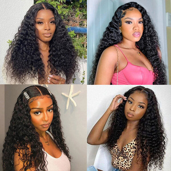 CLJHair 4by4 lace front closure wigs human hair 150 density water wave