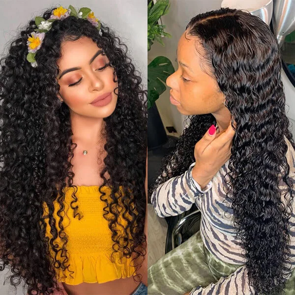 CLJHair 4by4 cheap human hair deep wave hd lace closure wigs near me